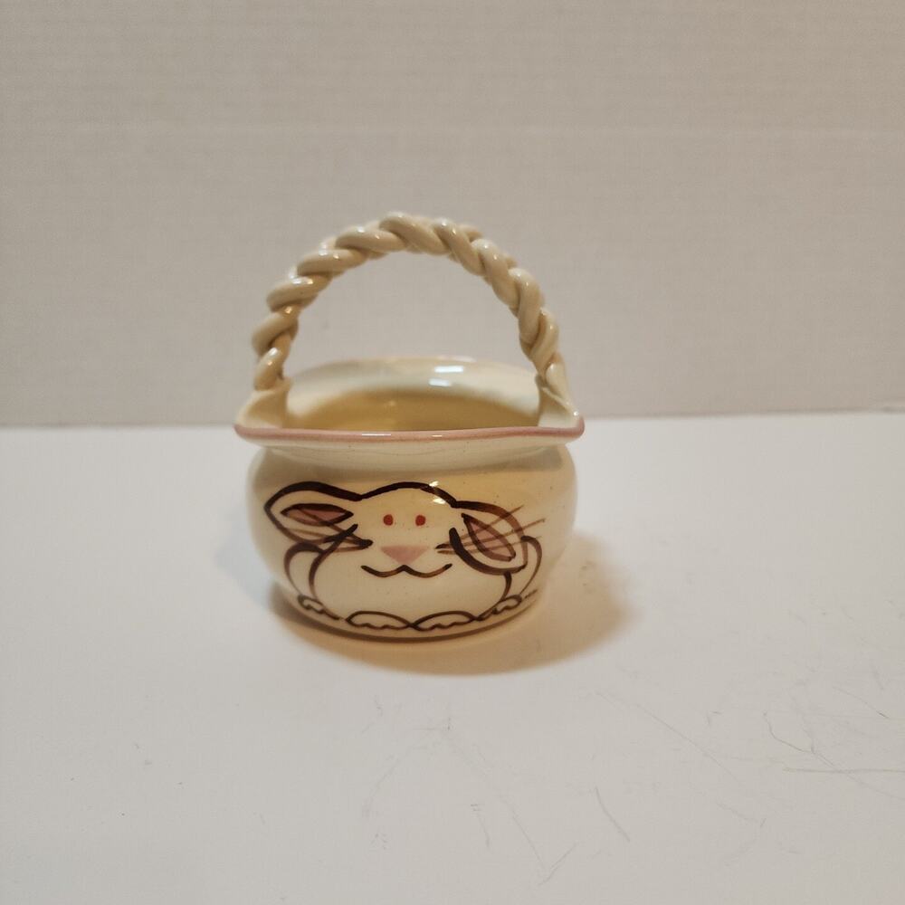 Kovack CSK 2004 Bunny Ceramic Basket Twisted Handle Handpainted 11th Springfest